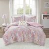 Metallic Printed Plush Comforter Set with Throw Pillow Full/Queen