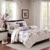 6 Piece Printed Quilt Set with Throw Pillows Taupe Full/Queen
