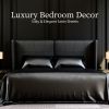 Satin Bed Sheets, Queen Size Sheets Set, 4 Pcs Silky Bedding Set with 15 Inches Deep Pocket for Mattress (Queen, Black)