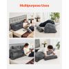 Headboard Pillow, Queen Size Wedge Headboard Pillow with 2 Side Pockets and 2 Headrests, Bed Wedge Pillow with Washable Flannel Cloth, for Reading