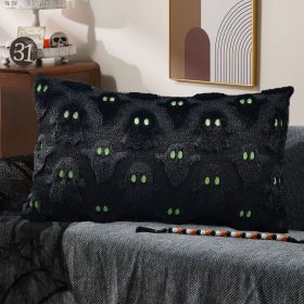 Halloween Pillow Covers 12x20 inch Set of 2 Beige Ghost Throw Pillow Cases Soft Plush Faux Fur Wool Couch Cushion Case for Chair Sofa Bedroom Living R (Color: Black    20" x 12" (Pack of 2))