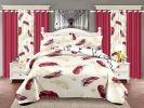 Quilted Bedspread & Curtain Set 9 Piece, Queen Size - Bedding Ensemble with Sheer Filtering Drapes, 1.6" Grommet Top, Machine Washable