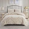 3 Piece Tufted Cotton Chenille Damask Duvet Cover Set