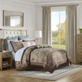 12 Piece Comforter Set with Cotton Bed Sheets (Color: as Pic)