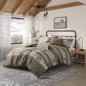 5 Piece Stripe Herringbone Comforter Set with Throw Pillows (Color: as Pic)