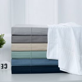 Kathy Ireland 500 Thread Count Damask Stripe Sheet Set (Color: Beige, size: Twin)