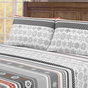 Kathy Ireland 100% Turkish Cotton Flannel Sheet Set (Color: Holiday Flurries, size: Twin)