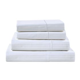 Kathy Ireland 500 Thread Count Damask Stripe Sheet Set (Color: White, size: Twin)