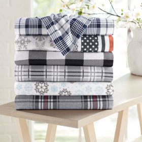 Kathy Ireland 100% Turkish Cotton Flannel Sheet Set (Color: Gray Blue Frost, size: Twin XL)