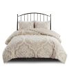 3 Piece Tufted Cotton Chenille Damask Duvet Cover Set