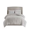 3 Piece Tufted Cotton Chenille Floral Duvet Cover Set