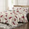 Quilted Bedspread & Curtain Set 9 Piece, Queen Size - Bedding Ensemble with Sheer Filtering Drapes, 1.6" Grommet Top, Machine Washable