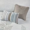6 Piece Embroidered Quilt Set with Throw Pillows